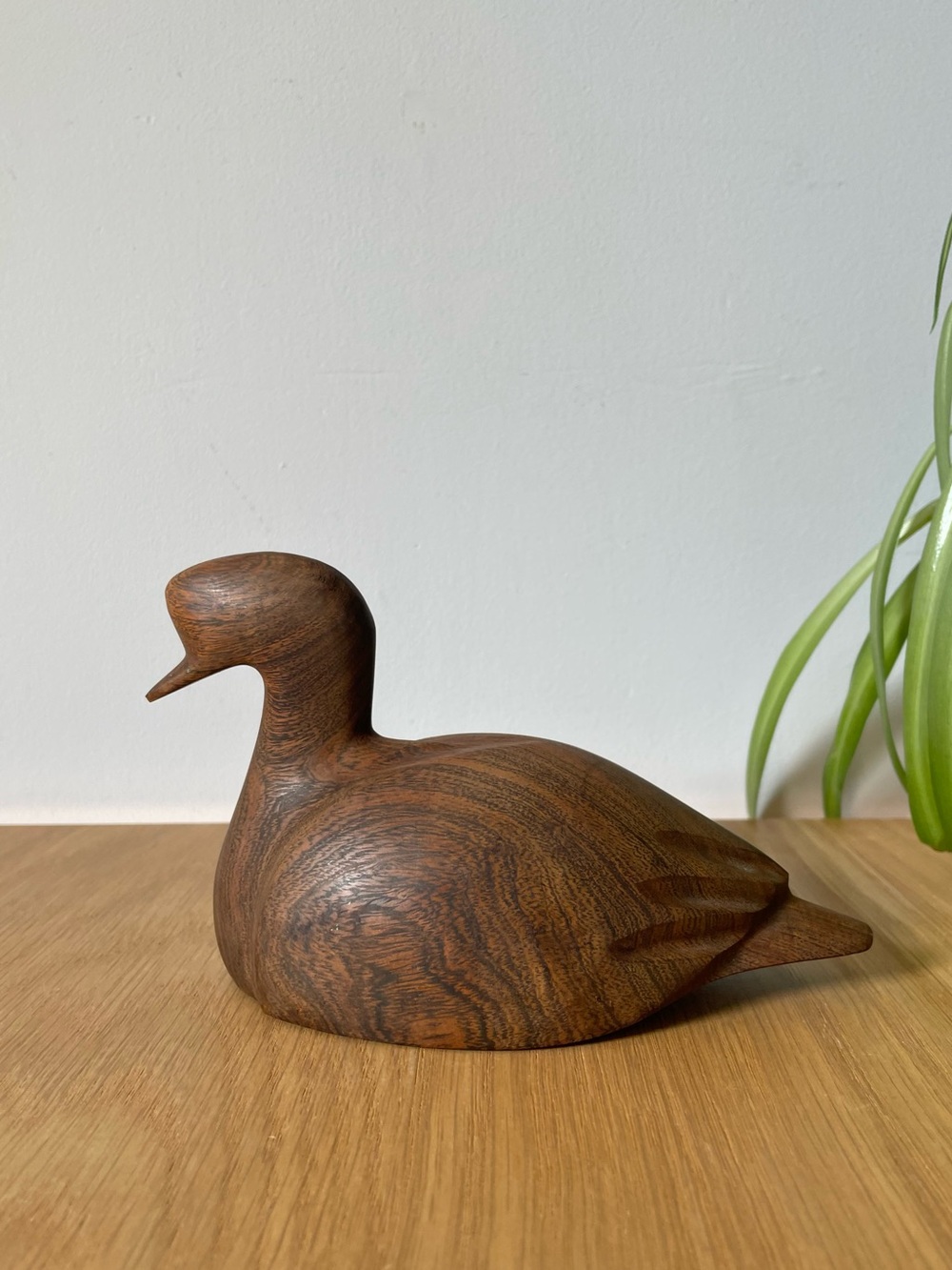 Vintage MCM Hand-Carved Wooden Ironwood Duck Decoy Sculpture Figurine 5.5”